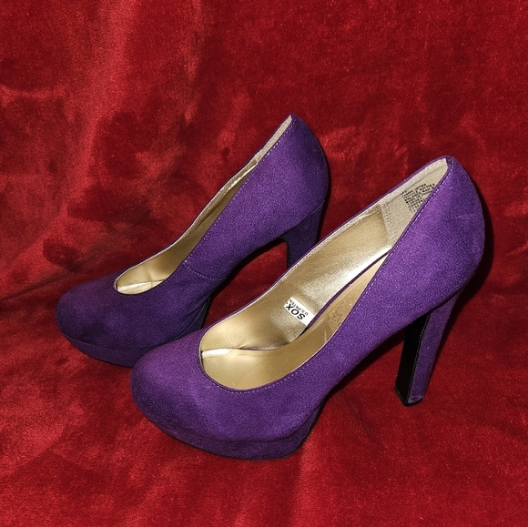 Mossimo Purple Suede Platform Stilettos Pumps-Size 8.5 - Picture 3 of 12